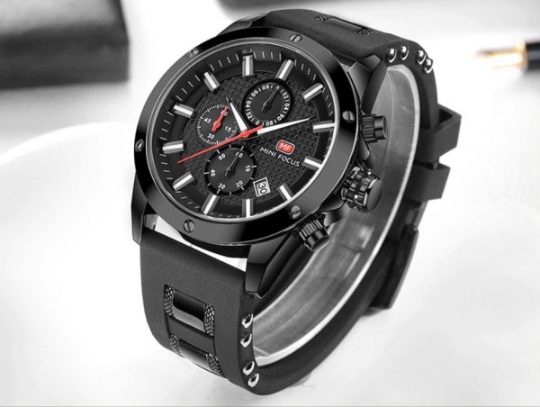 Men's Silicone and Stainless Steel Bracelet Watches - Image 8