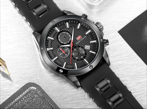 Men's Silicone and Stainless Steel Bracelet Watches - Image 7