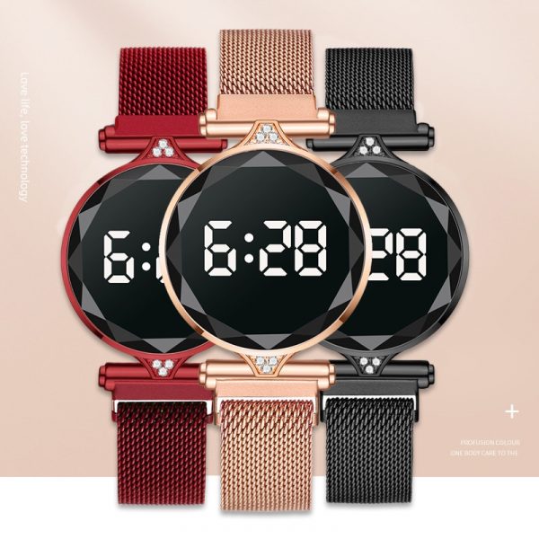 Women's Geometric Mesh Band Digital Watch