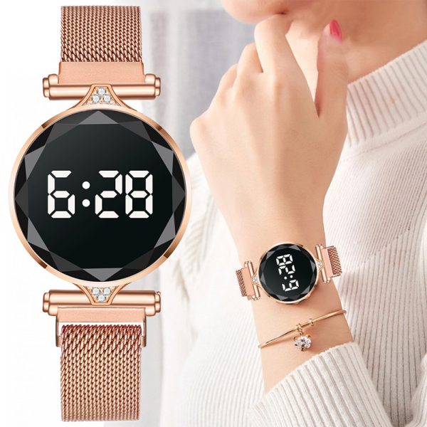 Women's Geometric Mesh Band Digital Watch