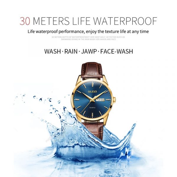 Men's Luxury Quartz Watches - Gold Steel Blue, China